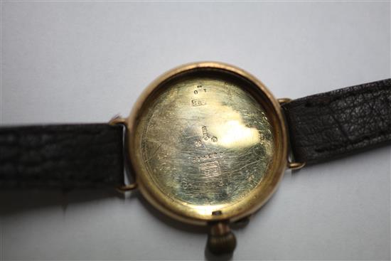An early 20th century 9ct gold Borgel cased manual wind wrist watch,